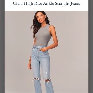 A&F Ultra High Rise Ankle Straight Jeans size 33